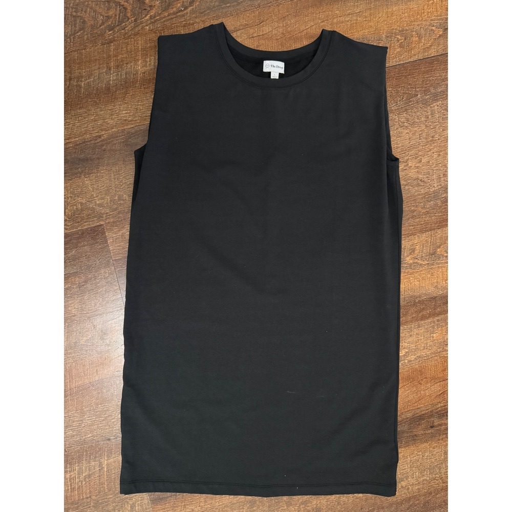 The Drop NWT Black Shoulder Pad Mini Dress Size Large L Sleeveless